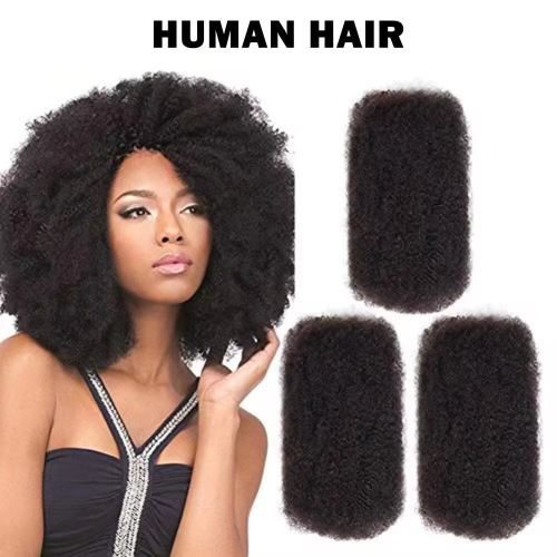 Immagine di Capelli brasiliani di Remy Capelli umani ricci afro crespi sfusi per intrecciare 1 pacco 30 g/pz Trecce di colore naturale Capelli senza trama