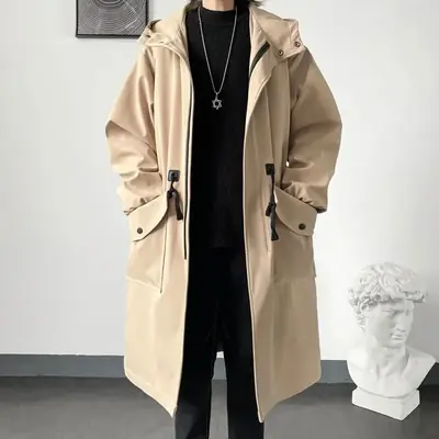 Image de Manteau Homme Vert Armée Coupe-Vent à Capuche
