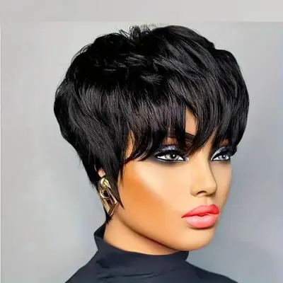 Image de Perruque Pixie Cut Courte en Cheveux Humains Brésiliens