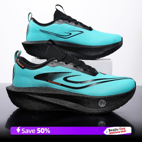 Image of Ultra-Lightweight Carbon Plate Running Shoes for Men and Women – Breathable, Comfortable Marathon Sneakers with Advanced Cushioning for Long-Distance Performance