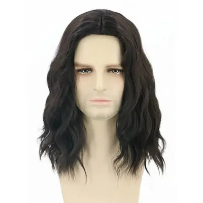 Image de Perruque Homme Cheveux Courts Bouclés Noirs - Style Drôle & Fête