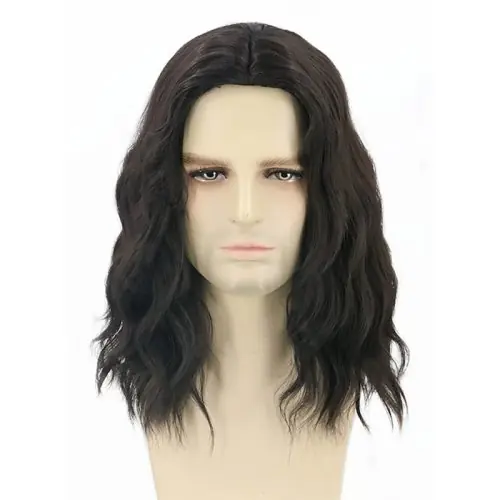 Image de Perruque Homme Cheveux Courts Bouclés Noirs - Style Drôle & Fête