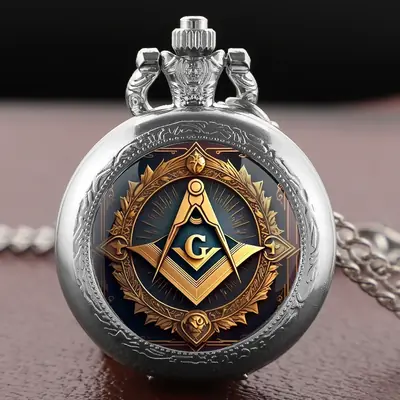 Image de Montre de poche vintage franc-maçonnerie - Pendentif collier élégant
