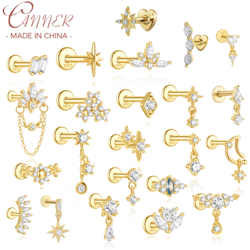 Image de Boucles d'oreilles Étoiles & Lune en Argent 925