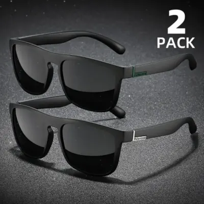 Image de Lunettes de Soleil Carrées Polarizées - Style Vintage Noir UV400