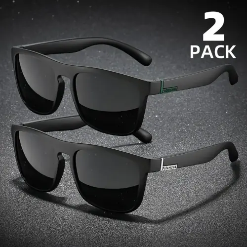 Image de Lunettes de Soleil Carrées Polarizées - Style Vintage Noir UV400