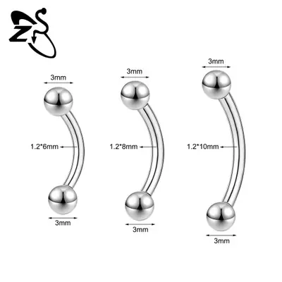Image de Anneau de nombril en acier inoxydable - 6mm, 14mm, incurvé