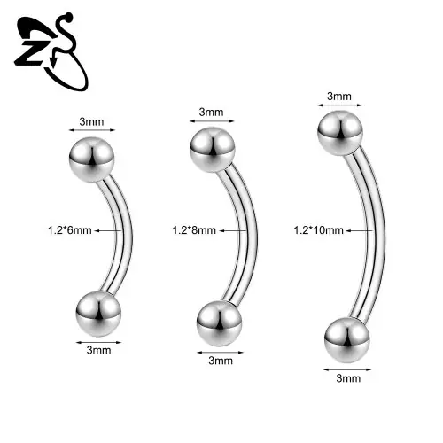 Image de Anneau de nombril en acier inoxydable - 6mm, 14mm, incurvé