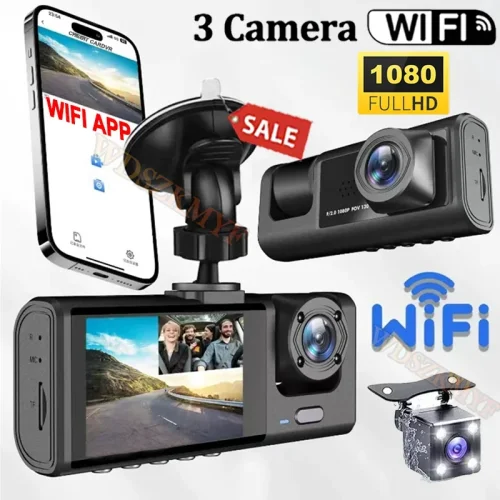 Image of Dual Lens 1080p HD Dash Cam with WiFi & Night Vision – Front and Rear Car Camera Recorder for Enhanced Vehicle Safety