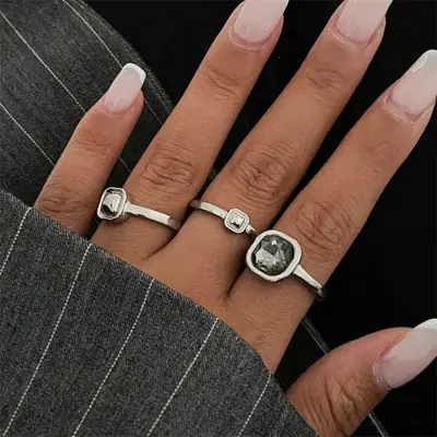 Image de Bague Minimaliste Strass Acrylique - Style Coréen
