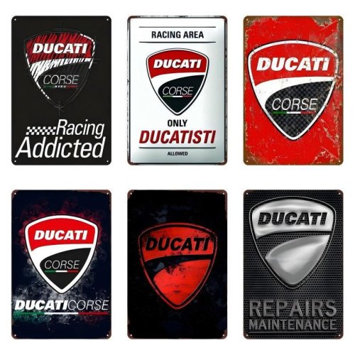 Image of Vintage Ducati Monster 696 Tin Metal Wall Plaque – Retro Motorcycle Decor for Garage, Bar, or Home