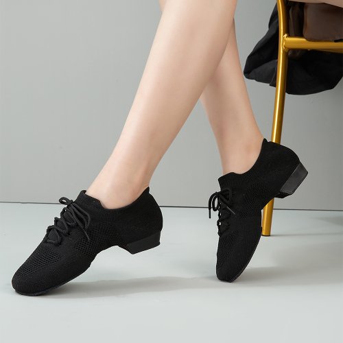 Zdjęcie Buty do tańca dla kobiet – jazz, salsa, taniec towarzyski, sportowe, płaskie, z siateczki, nowoczesne sneakersy do jogi i aktywności fizycznej, rozmiary 34–42