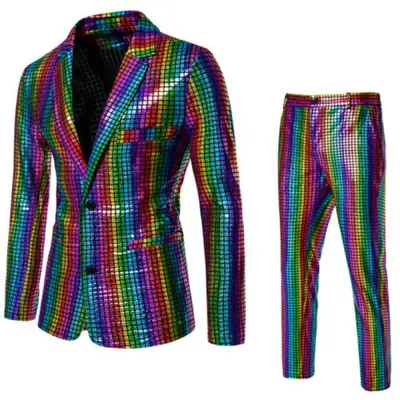 Image de Veste Disco Homme Paillettes Or - Style Brillant pour Fêtes & Scène