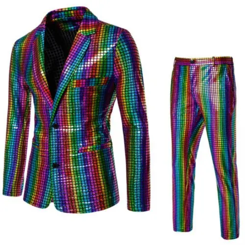 Image de Veste Disco Homme Paillettes Or - Style Brillant pour Fêtes & Scène
