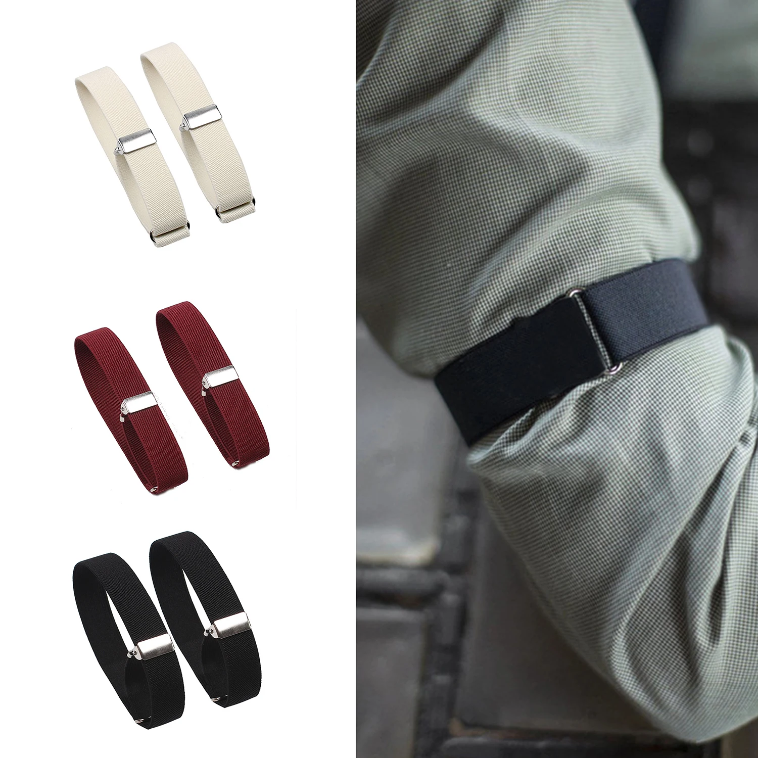 Afbeelding van Elastische Verstelbare Armband voor Shirt Mouwen – Antislip Mouwhouders met Comfortabele Pasvorm