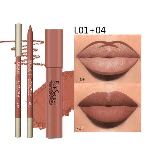 Afbeelding van Natuurlijke Matte Lippenlijn & Lippenstift Set – Waterdicht, Langdurig & Zacht in Kleur – Volledige Lip Make-up voor Vrouwen