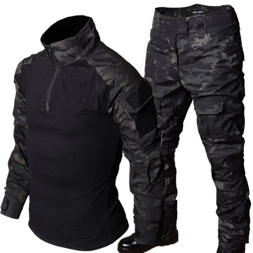 Imagen de Camisa táctica uniforme, pantalones Cargo, ropa impermeable para caza al aire libre, trajes tácticos para acampar, ropa de camuflaje para hombres transpirable