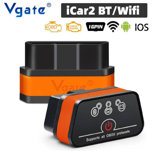Immagine di Vgate iCar2 Elm327 V2.2 Scanner OBD2 Bluetooth 3.0 e Wi-Fi per Android e iOS – Lettore di Codici Auto, Strumento Diagnostico Completo per Tutti i Veicoli