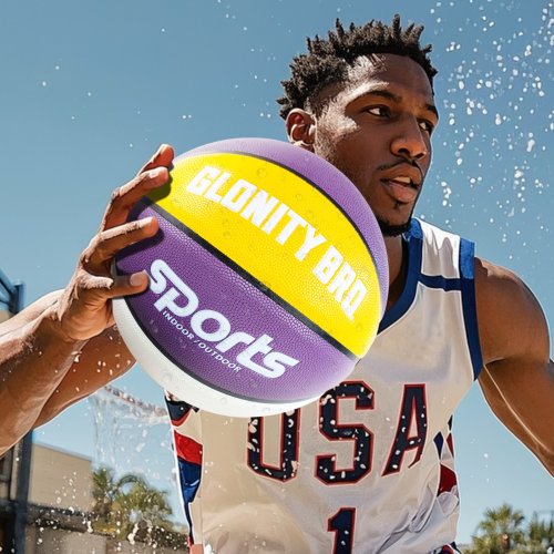 Immagine di Pallone da Basket Personalizzato Taglia 7 in PU per Uomo e Donna, Ideale per Dribbling Indoor, Allenamento e Gioco all'Aperto, Pallone Standard per Bambini, Adulti e Squadre di Competizione
