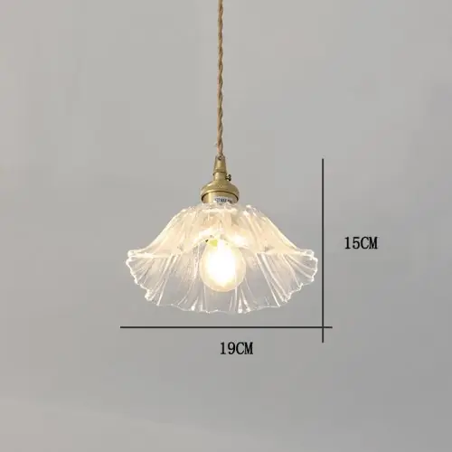Image de Lampe Suspendue Vintage en Verre à Fleurs