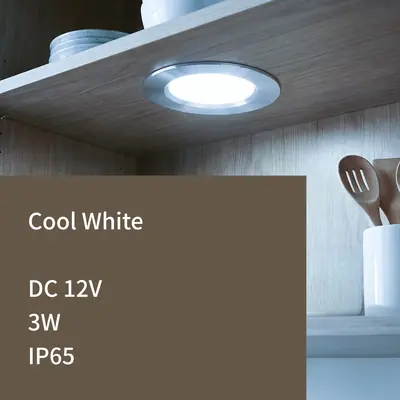 Image de Spot LED Encastré 3W DC12V Rond, Blanc, Noir, Argent, Intensité Variable