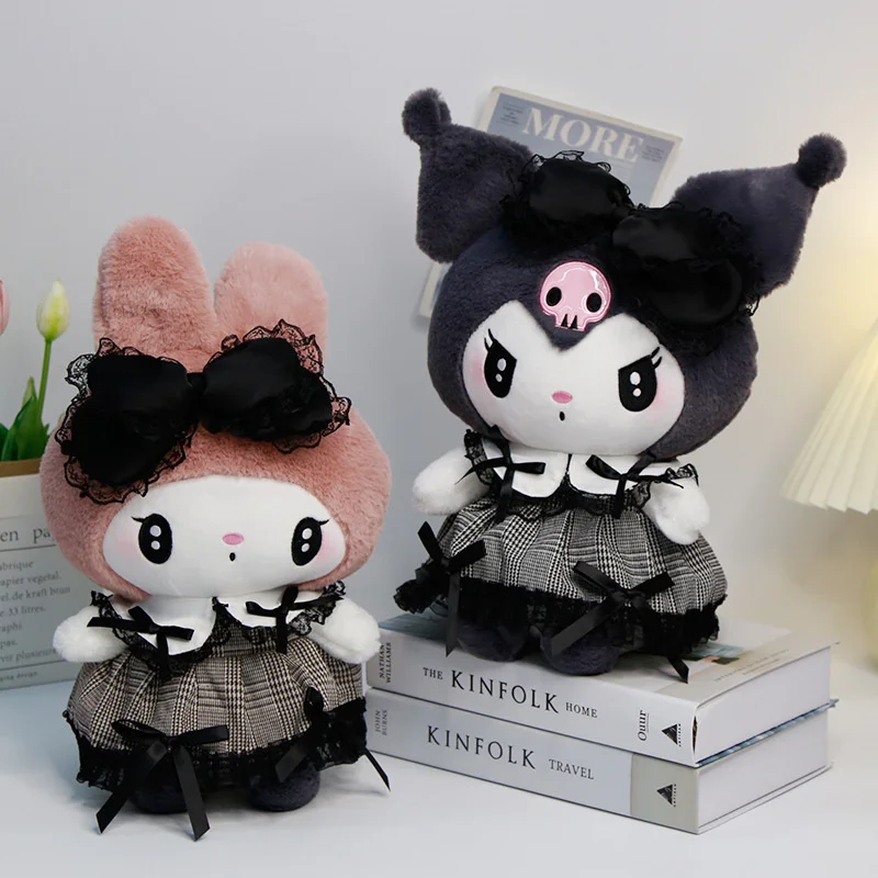 Image of Adorable 25cm Kuromi My Melody Gothic Lolita Plush Toy – Soft Stuffed Animal Doll with Cute Cartoon Design, Perfect for Room Decor and Kids' Birthday Gifts