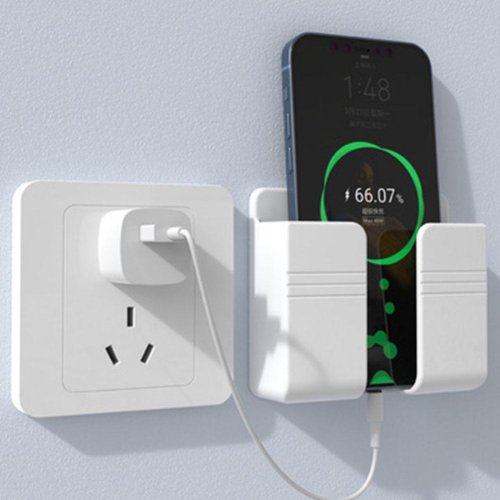 Afbeelding van Zelfklevende Wandplank met Oplaadfunctie voor Telefoon, TV Afstandsbediening en Meer – Ideaal voor Keuken, Badkamer en Woonkamer