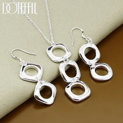 Image de Collier & Boucles d'oreilles en Argent Sterling 925 - Ensemble Élégant pour Mariage