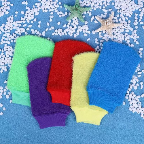 Imagen de Guantes de baño de nailon Cuozao, guantes exfoliantes, venta al por mayor, Color aleatorio, 5 uds.