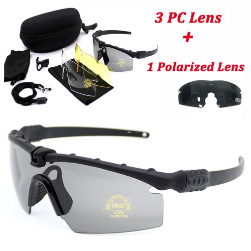 Image of Premium Outdoor Tactical Sunglasses with UV400 Protection for Hunting, Airsoft, Shooting, and Military Use – Polarized Sports Safety Goggles for Men and Women