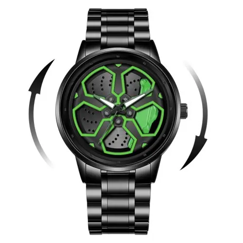 Image de Montre Homme Sportive Noire - Bracelet Acier Inoxydable