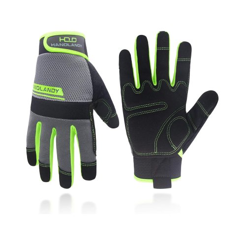 Imagen de HANDLANDY Guantes de seguridad laboral, guantes de trabajo mecánicos de seguridad utilitarios pantalla táctil, guantes de trabajo de patio flexibles y transpirables
