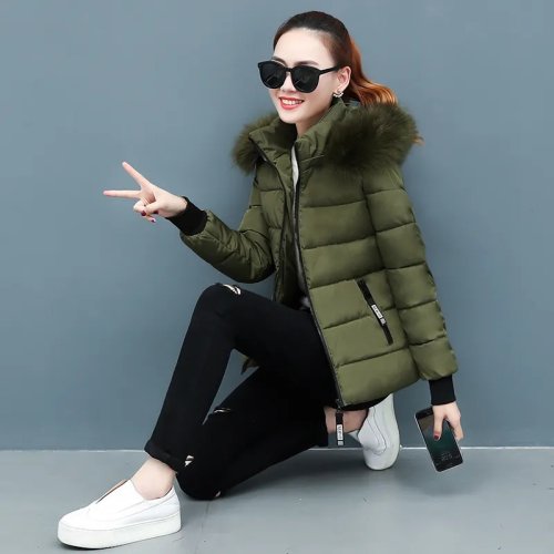 Imagen de Parka de invierno para mujer, abrigo 2025, versión coreana, prendas de vestir exteriores holgadas ac...