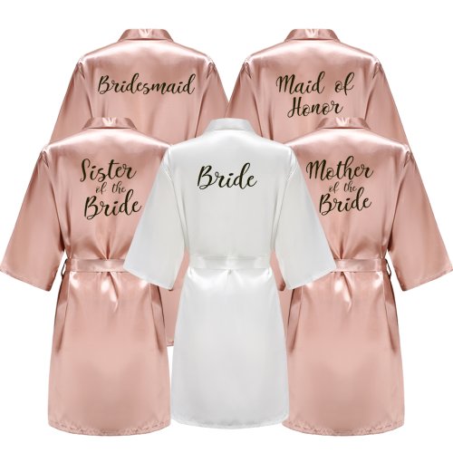 Imagen de Bata de Satén Corta para Dama de Honor - Estilo Kimono