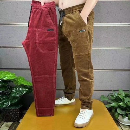 Image of Men's Casual Pants Corduroy Office Autumn Winter Business Male Trousers Cotton Harajuku Fashion Polyester Original Hot Classic