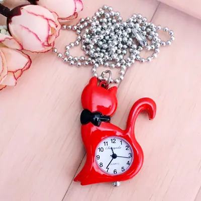 Image de Montre de Poche Chat pour Enfants et Femmes - Bijou Élégant