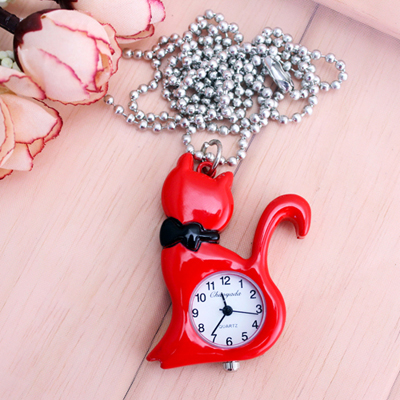 Image de Montre de Poche Chat pour Enfants et Femmes - Bijou Élégant