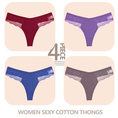 Image de Ensemble Lingerie 4 Pièces Dentelle & Coton