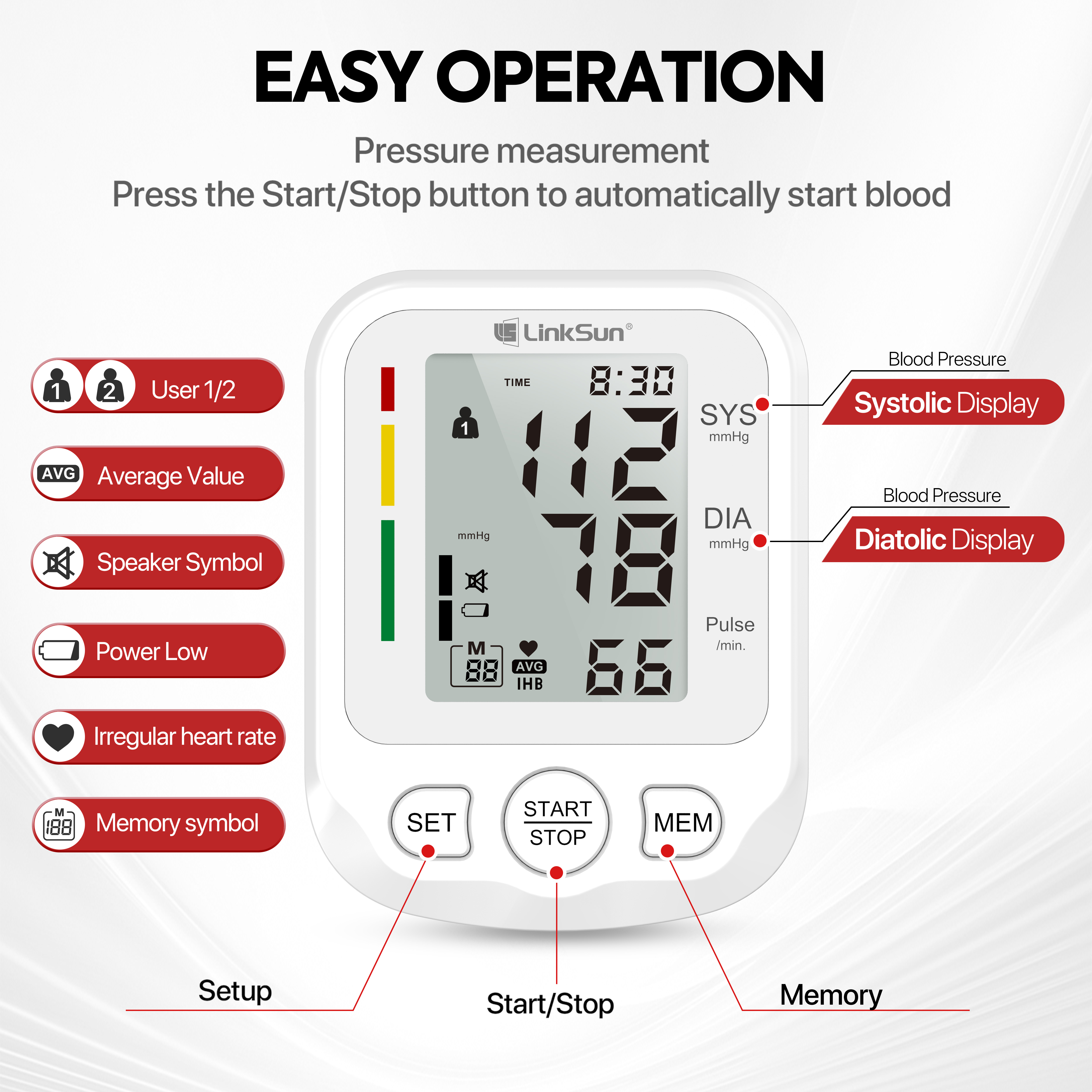 Image of bioland Blood Pressure Monitor 2005 Tensiometer Upper Arm Automatic Digital BP Measuring Device Blood Pressure Guage kit 2005-1
