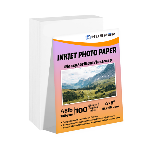 Zdjęcie Papier fotograficzny jednostronny błyszczący 4x6 cali, 180 gsm, 100 arkuszy – idealny do drukowania zdjęć na drukarkach atramentowych