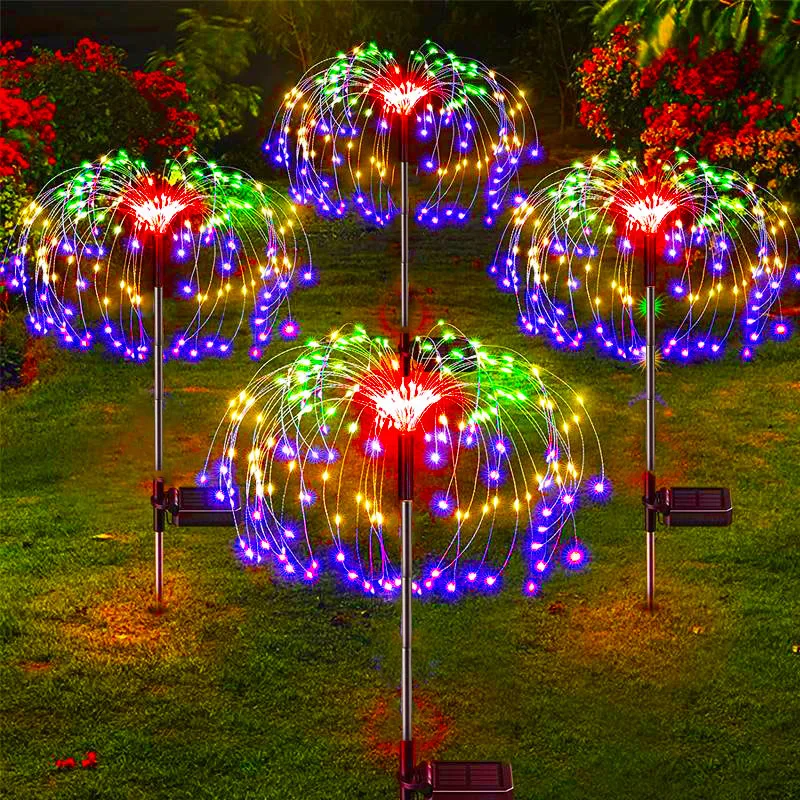 Immagine di Luci solari a LED per fuochi d'artificio Decorazione da giardino Lucine Lampada da giardino impermeabile per esterni con