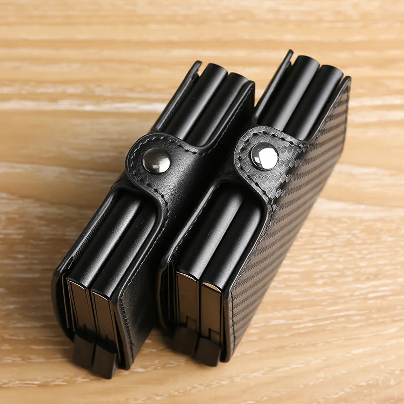 Imagen de Tarjetero de Fibra de Carbono con Doble Capa y Protección Anti-RFID: Billetera Mágica de Gran Capacidad para Hombres