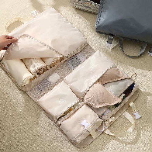 Image of 6-in-1 Foldable Travel Storage Bag with Hanging Design – Portable Luggage Organizer for Clothes, Toiletries & More