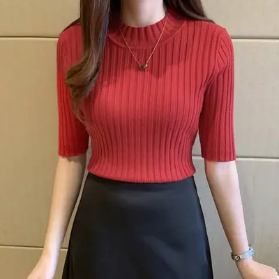 Image de Blouse Femme Été 2024 - Manches Courtes Tricotée