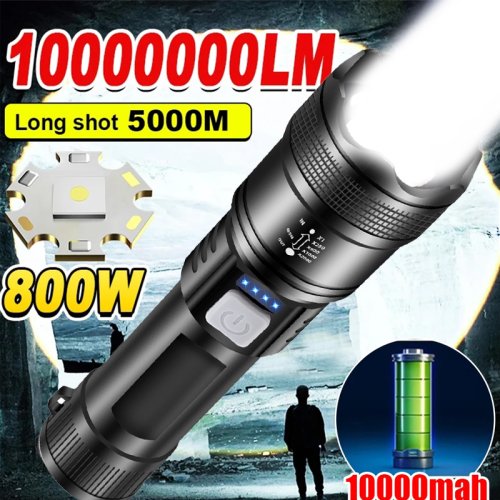 Afbeelding van Krachtige P70 LED Zaklamp 5000 Lumen - Ultrahelder Tactisch Licht met Telescopische Zoom en Ingebouwde 18650 Batterij