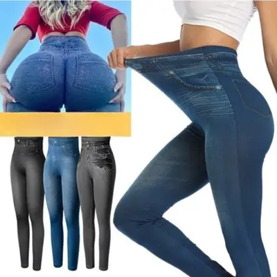 Image de Leggings Denim Imprimés Taille Haute pour Femmes