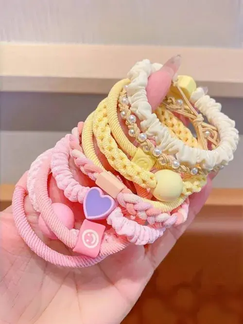 Image de Bandeaux de Cheveux Colorés pour Filles - Ensemble de 5 Pièces Macaron