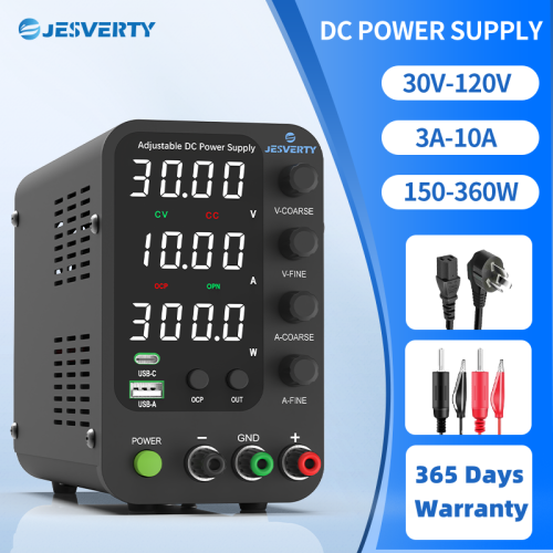 Imagen de Fuente de Alimentación de Laboratorio Jesverty DC 30V/120V con Regulación de Voltaje y Corriente por Codificador, Entrada Dual 110V/220V