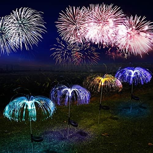 Bild von LED Solar Quallen Garten Lichter Im Freien Wasserdichte Hof Balkon Pathway Rasen Hochzeit Party Dekoration Solar Power Blumen Lampe