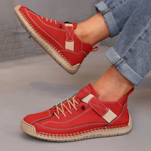 Imagen de Botas de media caña para mujer estilo británico Retro antideslizante ropa de trabajo zapatos mocasines de cuero hechos a mano Casual suela blanda botas desnudas para mujer
